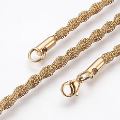 Golden Ion Plating(IP) 304 Stainless Steel Chain Bracelets, with Lobster Claw Clasps, Golden, 7 inch(17.8cm), 4.5mm