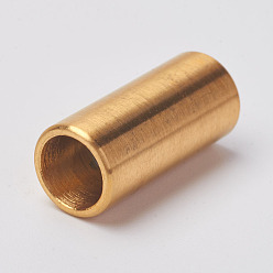Golden 304 Stainless Steel Smooth Surface Magnetic Clasps with Glue-in Ends, Ion Plating (IP), Column, Golden, 18x8mm, Hole: 6mm