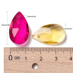 Mixed Color Glass Pendants, Crystal Suncatcher, Faceted, teardrop, Mixed Color, Size: about 13mm wide, 22mm long, 8mm thick, hole: 0.8mm