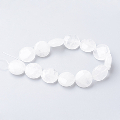 Quartz Crystal Natural Quartz Crystal Bead Strands, Rock Crystal Beads, Faceted, Flat Round, 16x6mm, Hole: 1mm, about 13pcs/strand, 7.87 inch