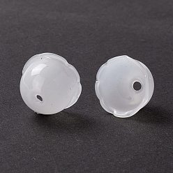 White Handmade Blown Glass Flower Beads, Campanula Medium L, White, 20x12mm, Hole: 2.3mm