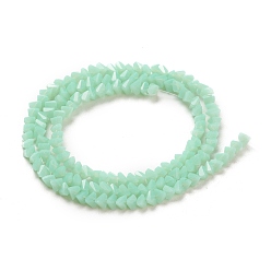 Light Green Glass Beads Strands, Imitation Jade Glass, Faceted, Polygon, Light Green, 2.5x2.5x2.5mm, Hole: 0.7mm, about 150pcs/strand, 13.39''(34cm)