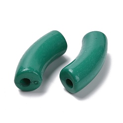 Зеленый Непрозрачные акриловые бусины, изогнутая трубка, зелёные, 34.5x13x11 мм, отверстие : 3.5 мм, Около 155 шт / 500 г