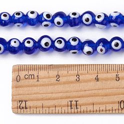 Blue Handmade Lampwork Beads, Evil Eye, Blue, 8mm, Hole: 2mm