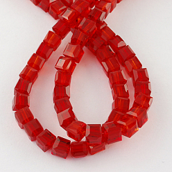 Red Glass Bead Strands, Faceted, Cube, Red, 6x6x6mm, Hole: 1mm, about 100pcs/strand, 22 inch