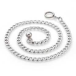 Stainless Steel Color 304 Stainless Steel Curb Chain Necklaces, with Toggle Clasps, Stainless Steel Color, 23.4 inch(59.5cm)