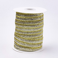 Coloré Ruban scintillant scintillant, ruban de polyester et nylon, colorées, 3/8 pouce (9.5~10 mm), environ 50 yards / rouleau (45.72 m / rouleau)