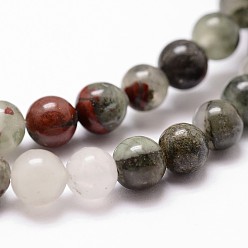 Bloodstone Natural African Bloodstone Beads Strands, Heliotrope Stone Beads, Round, 6mm, Hole: 1mm, about 61pcs/strand, 14.9 inch~15.1 inch
