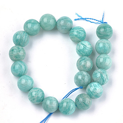 Amazonite Natural Amazonite Beads Strands, Grade A, Round, 10mm, Hole: 1mm, about 18~20pcs/strand, 7.6 inch