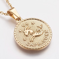 Capricorn 304 Stainless Steel Pendant Necklaces, with Lobster Claw Clasps, Golden, Twelve Constellation/Zodiac Sign, Capricorn, 17.91 inch(45.5cm), 2mm