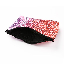 Coral Polyester Tarp Zip Cosmetic Pouches, Rectangle with Flower Pattern, Coral, 14.4x21.7x2.1cm