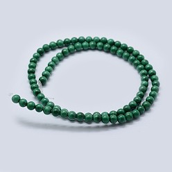 Malachite Natural Malachite Beads Strands, Grade AB, Round,  4mm, Hole: 0.6mm, about 95pcs/strand, 15.5 inch(39.5cm)