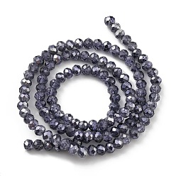 Bleu Marine Perles de verre rondelles à facettes peintes transparentes, bleu marine, 4x3mm, Trou: 1mm, Environ 125 pcs/chapelet, 15 pouce
