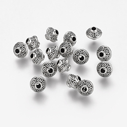 Antique Silver Tibetan Style Alloy Beads, Bicone, Antique Silver, Cadmium Free & Lead Free, 7x6mm, Hole: 2mm