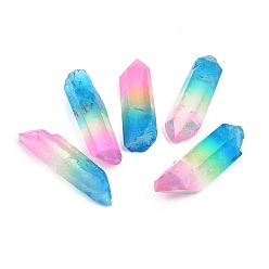 Colorful Electroplated Natural Quartz Crystal Home Display Decorations, Bullet, Colorful, 58~82x16~23mm