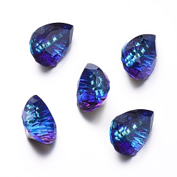 Mixed Color Glass Rhinestone Cabochons, Pointed Back Plated, Faceted, Teardrop, Mixed Color, 14x10x7mm