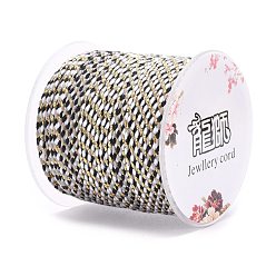 Black 4-Ply Polycotton Cord, Handmade Macrame Cotton Rope, with Gold Wire, for String Wall Hangings Plant Hanger, DIY Craft String Knitting, Black, 1.5mm, about 21.8 yards(20m)/roll