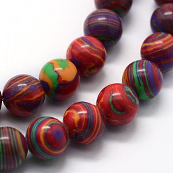 Colorful Synthetic Malachite Beads Strands, Dyed, Round, Colorful, 8mm, Hole: 1mm, about 46pcs/strand,  14.76 inch(37.5cm)