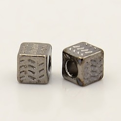 Gunmetal Tibetan Style Alloy Spacer Beads, Cube, Gunmetal, Lead Free & Cadmium Free, 4.5x4.5x4.5mm, Hole: 2.5mm