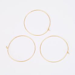 Золотой Латунные бокалы, Обручальные серьги, без никеля , золотые, 45x0.8 мм, 20 датчик