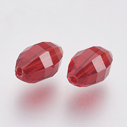 Темно-Красный Имитация Австрийские кристаллические шарики, класс AAA, граненые, овальные, темно-красный, 6x9.5 мм, отверстие : 0.7~0.9 мм
