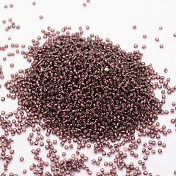 Purple 6/0 Transparent Glass Round Seed Beads, Grade A, Silver Lined, Purple, 3.6~4.0mm, Hole: 1.2mm, about 5000pcs/pound