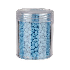Light Sky Blue Czech Glass Seed Beads, 2-Hole, Opaque Colours, Light Sky Blue, 5x3.5x3mm, Hole: 0.5mm, about 630pcs/box