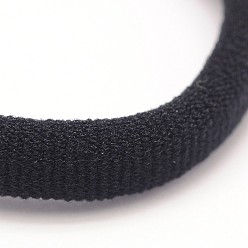 Black Girl's Hair Accessories, Nylon Thread Elastic Fiber Hair Ties, Ponytail Holder, Black, 34mm