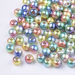 Colorful Rainbow ABS Plastic Imitation Pearl Beads, Gradient Mermaid Pearl Beads, Round, Colorful, 11.5~12x11~11.5mm, Hole: 2mm, about 560pcs/500g