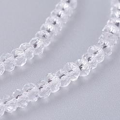 Clair Chapelets de perles en verre transparentes  , facette, rondelle, clair, 3x2mm, Trou: 0.5mm, Environ 160~165 pcs/chapelet, 15.35 pouces ~ 15.75 pouces (39~40 cm)