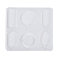 White DIY Silicone Molds, Resin Casting Molds, For UV Resin, Epoxy Resin Jewelry Pendants Making, Geometric Shapes, White, 176x159x10mm, Hole: 3.5mm