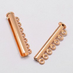 Mixed Color Alloy Magnetic Slide Lock Clasps, Tube, 7-Strands, 14-Holes, Mixed Color, 41x13.5x7mm, Hole: 2mm