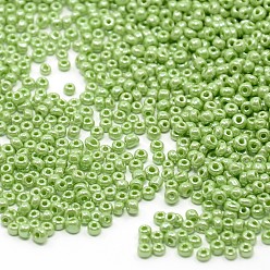 Green Yellow Glass Seed Beads, Opaque Colors Lustered, Round, Green Yellow, 2mm, Hole: 1mm, about 30000pcs/pound