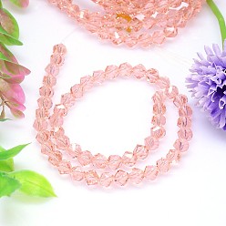 Pink Facettes polyèdre imitation cristal autrichien rangées de perles, grade de aaa, rose, 10mm, Trou: 0.9~1mm, Environ 40 pcs/chapelet, 15.7 pouce