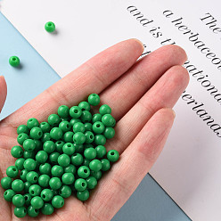 Vert Perles acryliques opaques, ronde, verte, 6x5mm, Trou: 1.8mm, environ4400 pcs / 500 g
