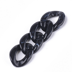 Черный Акриловые связей кольца, разъемы для быстрой связи, для изготовления бордюрных цепей, Стиль имитация драгоценных камней, твист, чёрные, 29x21x6.5 мм, Отверстие : 17x8 мм , около 315 шт / 500 г