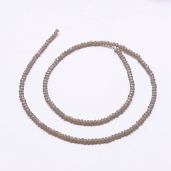 Coffee Imitation Jade Glass Beads Strands, Faceted, Rondelle, Coffee, 2.5x1.5~2mm, Hole: 0.5mm, about 185~190pcs/strand, 13.7 inch~14.1 inch