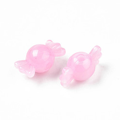 Pink Acrylic Beads, Imitation Gemstone, Candy, Pink, 9.5x18x10mm, Hole: 2.5mm, about 830pcs/500g