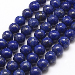 Lapis Lazuli Natural Lapis Lazuli Bead Strands, Round, 10mm, Hole: 1mm, about 38pcs/strand, 15.5 inch(395mm)