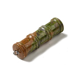 Унакит Природные подвески Unakite, подвески из бамбуковой палочки, с оттенком нержавеющей стали 304 петли из нержавеющей стали, 45x12.5 мм, отверстие : 2 мм