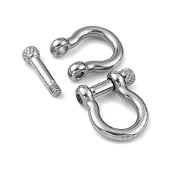 Stainless Steel Color 304 Stainless Steel D-Ring Anchor Shackle Clasps, Stainless Steel Color, 25x20mm, Inner Diameter: 16x12mm