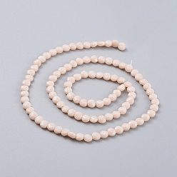 PeachPuff Glass Beads Strands, Faceted, Flat Round, PeachPuff, 6x4mm, Hole: 1.2mm, about 98pcs/Strand, 22 inch(53.5cm)
