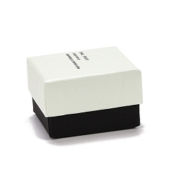 White Rectangle Cardboard Ring Boxes, with Black Sponge inside, White, 5x5x3.25cm