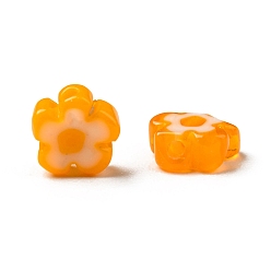 Orange Main millefiori perles de verre brins, fleur, orange, 4~7.2x2.6mm, Trou: 1mm, Environ 60~69 pcs/chapelet, 16 pouce (40 cm)