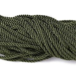 Dark Olive Green Polyester Cord, Twisted Cord, Dark Olive Green, 5mm, about 97~100m/bundle