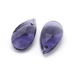 Фиолетовый Граненые подвески стекла, слеза, фиолетовые, 15x9.5x5.5 мм, отверстие : 1 мм