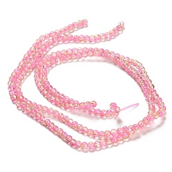 Pearl Pink Spray Painted Crackle Glass Beads Strands, Round, Two Tone, Pearl Pink, 4mm, Hole: 1.1~1.3mm, about 200pcs/strand, 31.4 inch