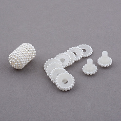Creamy White Acrylic Imitation Pearl Beads, Berry Beads, Combined Beads, Column, Creamy White, 21x13mm, Hole: 2mm, about 300pcs/500g