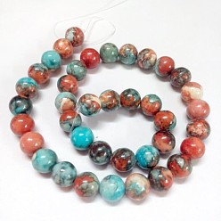 Colorful Synthetic Fossil Beads Strands, Dyed & Heated, Round, Colorful, 4mm, Hole: 1mm, about 90pcs/strand, 15.7 inch