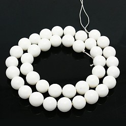 Белый Круглый перлы раковины матовые бусины нити, белые, 6 мм, отверстие : 1 мм, около 67 шт / нитка, 15.7 дюйм